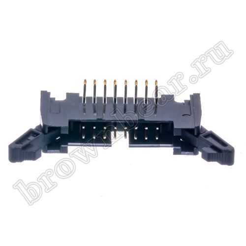 Разъем IDC 2х8 вилка на плату, шаг 2.54мм, с защелками, прямой угол SCM-16R фото 4