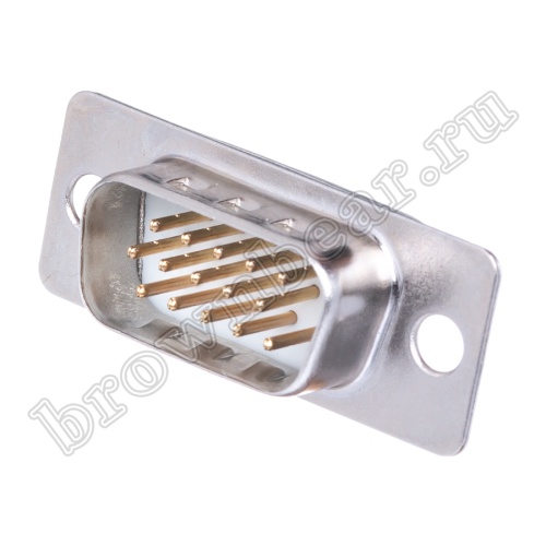 Разъем D-SUB  15 контактов высокой плотности, вилка на плату, вертикальный DHB-15M