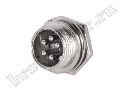 Разъем GX16 (M16) вилка на блок 5 контактов, под гайку AC-M16-5M
