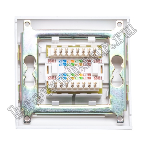 Розетка компьютерная встраиваемая двойная RJ-45, 8P8C,, категория 5е, универсальная, PCnet  фото 2