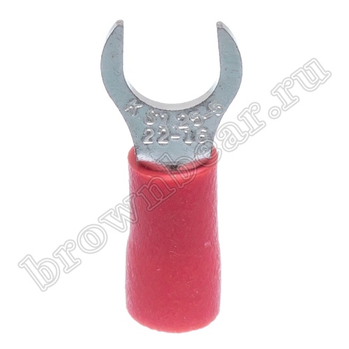 Клемма вилочная обжимная тип "U" 5.3 мм на провод 0.5 - 1.5 мм² круглая, изолированная, кратно 100шт. TYRI-1.25-5 фото 5