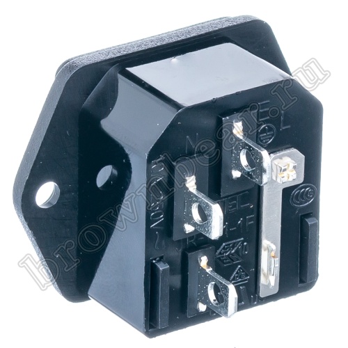 Разъем питания IEC C14, вилка на блок,  с держателем предохранителя 5х20мм, крепление винты, 10A фото 6