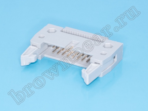 Разъем IDC 2х8 вилка на плоский кабель, шаг 2.54мм, с защелками IDCC-16