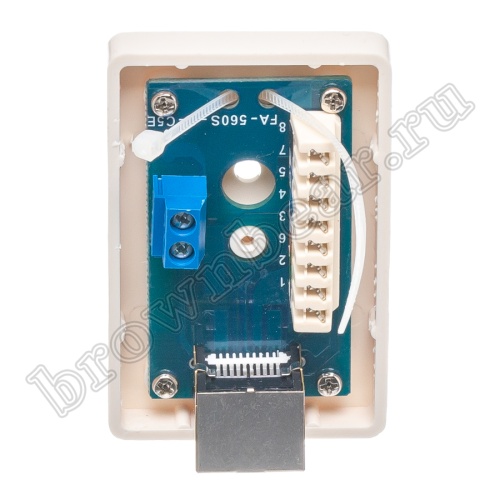 Розетка компьютерная накладная одинарная RJ-45 категории 5е, тип KRONE, экранированная, белая  фото 5