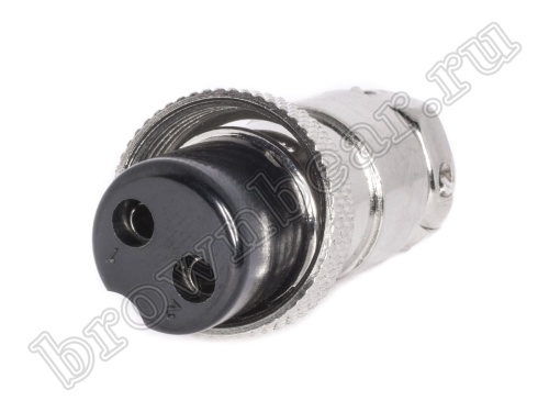 Разъем GX16 (M16) гнездо на кабель 2 контакта, пайка AC-M16-2F