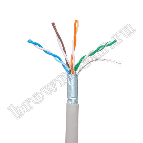 Кабель Витая пара, 4 пары, медный, 5 категории, многожильный, экранированный, серый, PCnet, бухта 305м  PCnet