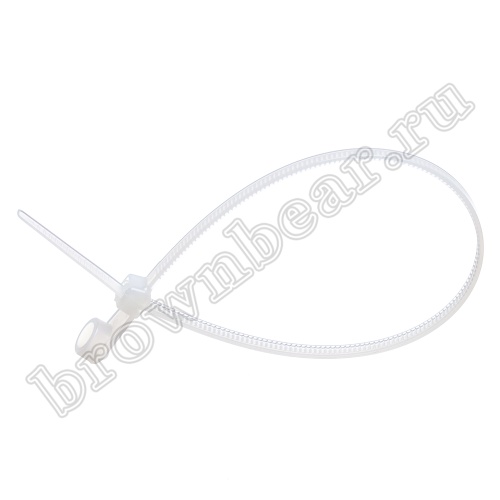 Стяжка (хомут) нейлоновая 205 x 4.2 мм с крепежным отверстием, белая, упаковка 100 шт. TCV-205 фото 3