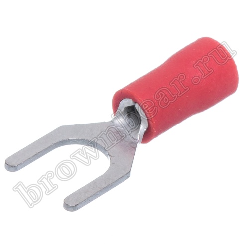 Клемма вилочная обжимная тип "U" 5.3 мм на провод 0.25 - 1.5 мм², изолированная, кратно 100шт. TYI-1.25-5