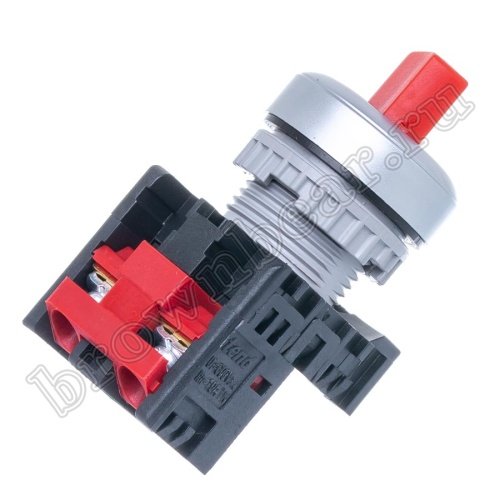 Селекторный переключатель управления, 2 позиции с фиксацией, 30 мм, НЗ, красный TN2SS2R-1B фото 2