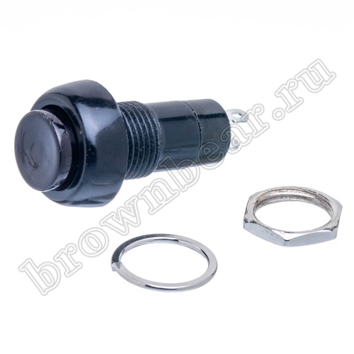 Кнопка без фиксации, круглая на блок, НР, 220В, черная PSW-6M-B фото 5