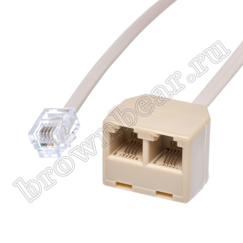 Удлинитель телефонный, 1 вилка-2 гнезда RJ-11, 2,1м  фото 2