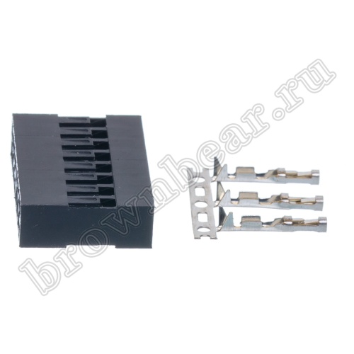 Разъем 2х8 гнездо на кабель, шаг 2.54мм, с контактами фото 3