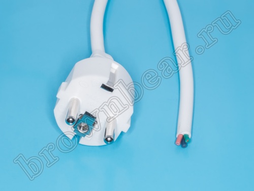 Кабель (шнур) питания 220В IEC320, CEE7/7, с вилкой на одном конце, белый, 10A (3x0.75мм²), 1.8 метра фото 3