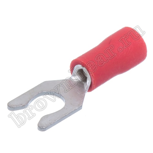 Клемма вилочная обжимная тип "U" 4.3 мм на провод 0.5 - 1.5 мм² с защелкой, изолированная, кратно 100шт. TYLI-1.25-4