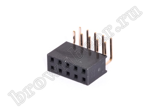 Разъем 2х5 гнездо на плату, шаг 2.54 мм, прямой угол