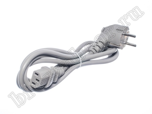 Кабель (шнур) питания 220В IEC320, CEE7/7 - C13, прямой, серый, 10А (3x0.75мм²), 1.8 метра