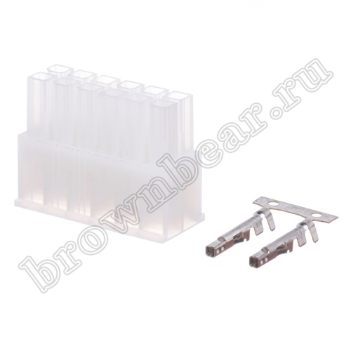 Разъем питания Mini-Fit 12 контактов, гнездо на кабель, шаг 4,2мм MF-12F фото 6