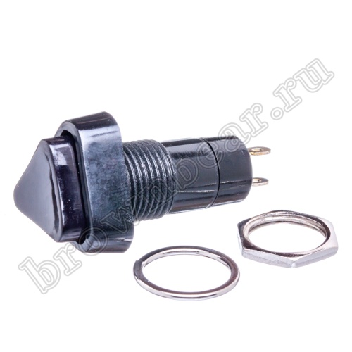 Кнопка без фиксации, треугольная на блок, НР, 220В, черная PSW-6C-B фото 5