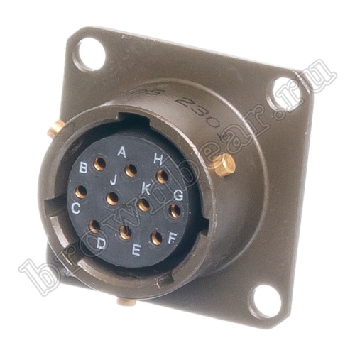 Разъём Amphenol серии 62IN, 10 контактов, розетка на блок, тип 12,  байонетный 62IN-12E-12-10S