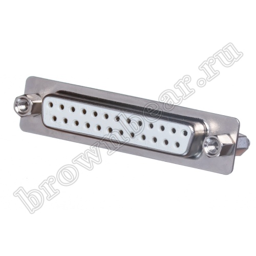 Разъем D-SUB  25 контактов, гнездо на плату, вертикальный с крепежными стойками DBS-25F