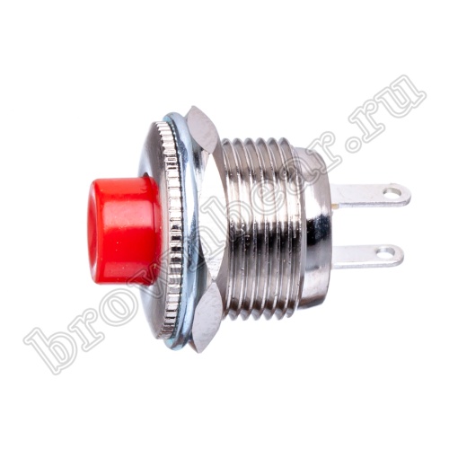 Кнопка без фиксации в металлическом корпусе, круглая на блок, НР, 220В, красная PSW-3-R фото 2