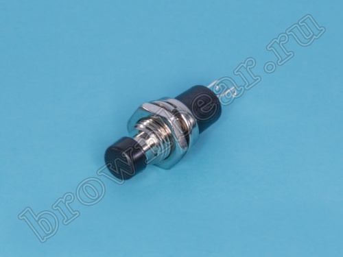 Кнопка без фиксации в металлическом корпусе, 6 мм круглая на блок, НР, 220В, черная PSW-5-B фото 6