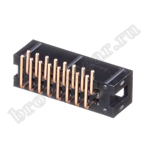 Разъем IDC 2х 8 вилка на плату, шаг 2.54мм, прямой угол BH-16R фото 3