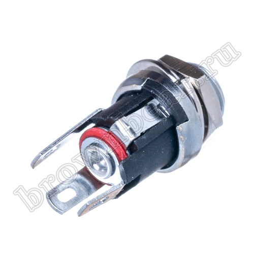 Разъем питания штырьковый DC гнездо 2.5 х 5.5 мм, на приборный блок, под гайку DJK-04B фото 3