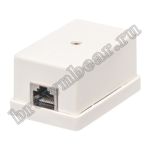 Розетка компьютерная накладная одинарная RJ-45 категории 5е, тип KRONE, экранированная, белая 