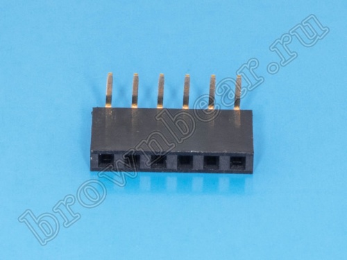 Разъем 1х6 гнездо на плату, шаг 2.54 мм, прямой угол фото 4