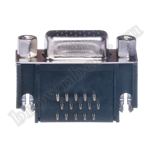 Разъем D-SUB 15 контактов высокой плотности, гнездо на плату,  прямой угол DHR-15F фото 3