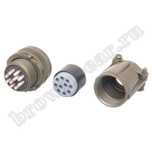 Разъём Amphenol серии MS, 10 контактов, розетка на кабель, тип 18, резьбовой MS3106E-18-1S фото 2