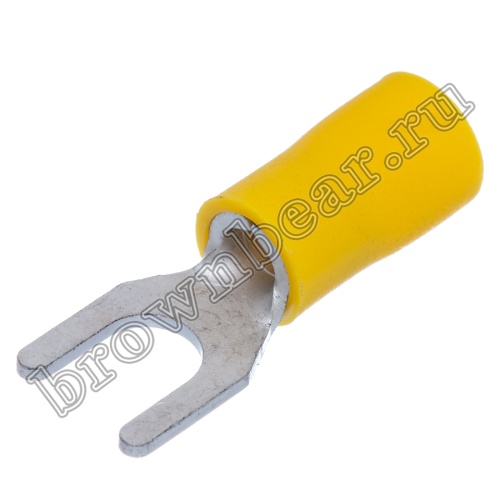 Клемма вилочная обжимная тип "U" 5.3 мм на провод 4.0 - 6.0 мм², изолированная, кратно 100шт. TYI-5.5-5