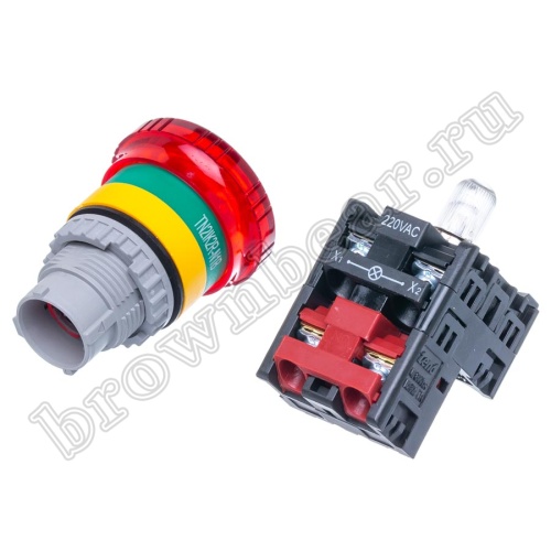 Кнопка управления аварийного останова поворотная с фиксацией, с подсветкой, d 38мм, НЗ, красная TN2IK2RN фото 7