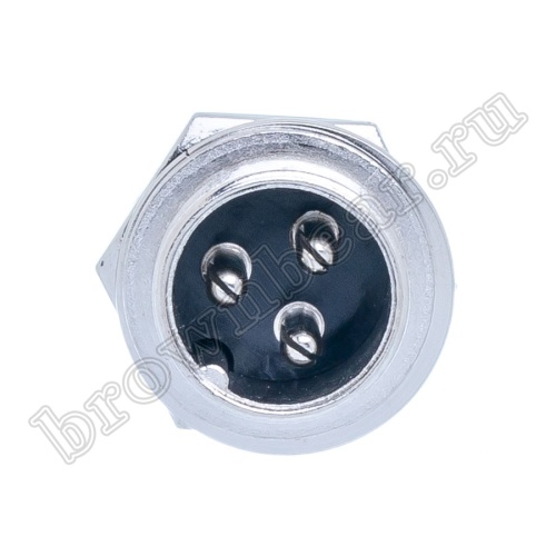 Разъем GX16 (M16) вилка на блок 3 контакта, под гайку AC-M16-3M фото 4
