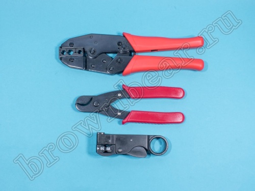 Набор инструмента для монтажа ВЧ разъемов на коаксиальный кабель RG-58,59,62, 3 предмета HT-3014 фото 3