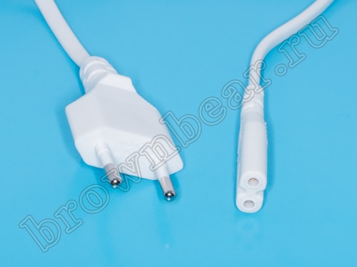 Кабель (шнур) питания 220В CEE7/16 - C7, для аудиотехники, белый, 2.5А, 1,8м фото 3