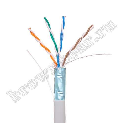 Кабель Витая пара, 4 пары, медный, 5e категория, многожильный, экранированный, серый, бухта 305м SIN YU