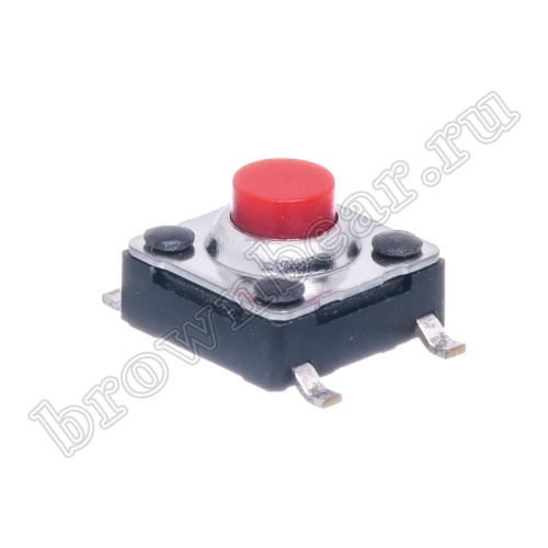Кнопка тактовая влагозащищенная SMD, 6х6 мм, h=4.3 мм, 4 контакта