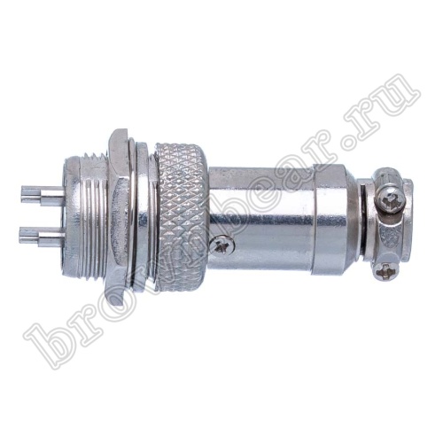 Разъем GX16 (M16) 2 контакта, розетка на кабель + вилка на блок, комплект AC-M16-2 фото 2