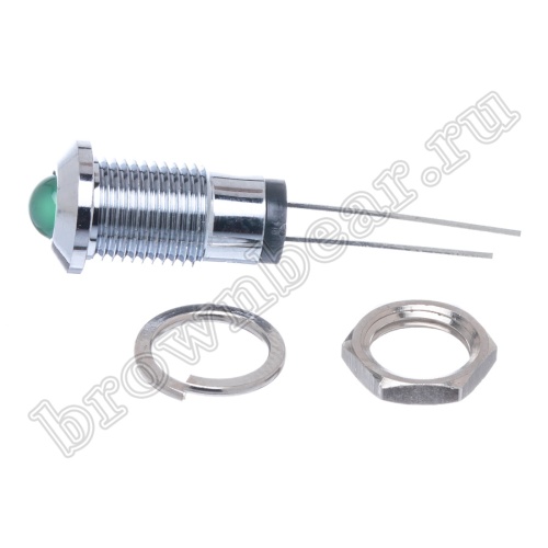 Светодиод 12В в корпусе индикаторный, зеленый, 12.0 mcd фото 5