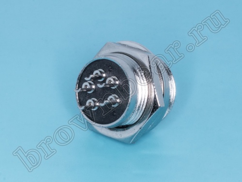 Разъем GX16 (M16) вилка на блок 5 контактов, под гайку AC-M16-5M фото 3