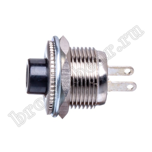 Кнопка без фиксации в металлическом корпусе, круглая на блок, НР, 220В, черная PSW-3-B фото 6