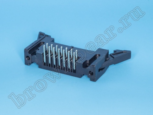 Разъем IDC 2х7 вилка на плату, шаг 2.54мм, с защелками, прямой угол SCM-14R фото 3