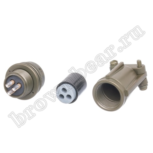 Разъём Amphenol серии MS, 3 контакта, вилка на кабель, тип 10SL, резьбовой MS3106E-10SL-3P фото 2