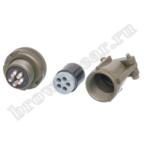 Разъём Amphenol серии MS, 5 контактов, вилка на кабель, тип 14S, резьбовой MS3106E-14S-5P фото 7