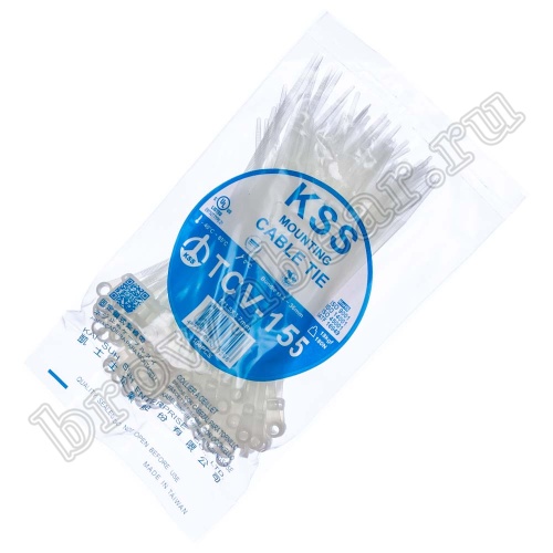 Стяжка (хомут) нейлоновая 155 x 3.7 мм с крепежным отверстием, белая, упаковка 100 шт. TCV-155 фото 5