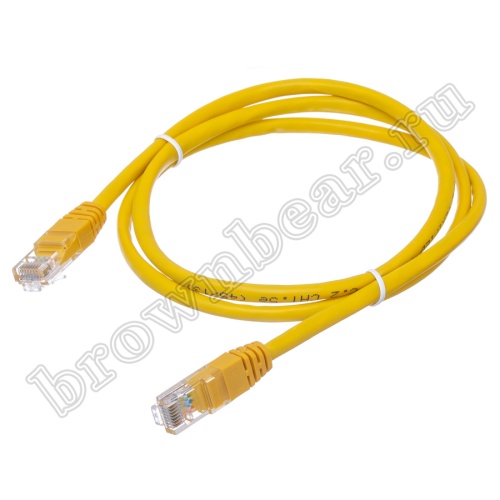 Патч-корд UTP RJ-45, категория 5e, литой, 1 метр, желтый 