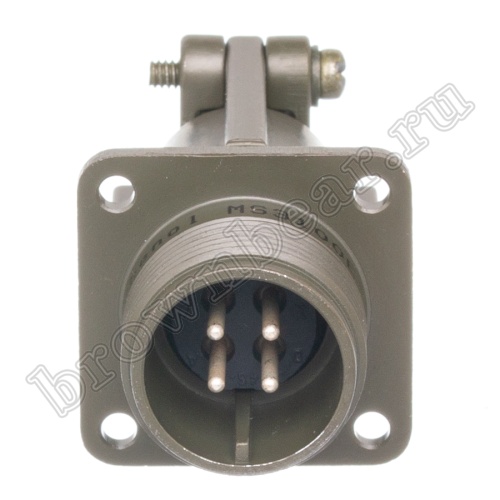 Разъём Amphenol серии MS  4 контакта, вилка на кабель, тип 14S, наружная резьба, крепление на панель MS3100E-14S-2P фото 2