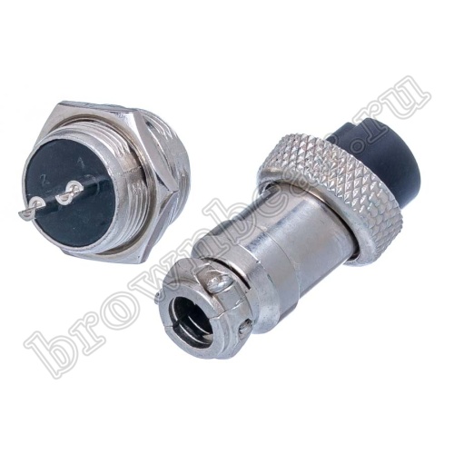Разъем GX16 (M16) 2 контакта, розетка на кабель + вилка на блок, комплект AC-M16-2 фото 6